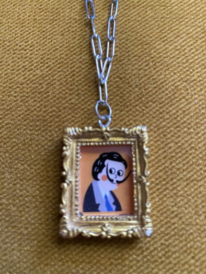 Necklace with Cartoon Salvador Dalí Pendant New, Multicolor Silver