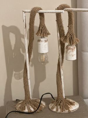 Handmade vintage patina table lamps set of 2