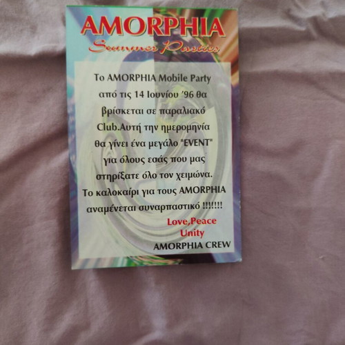 Rave Flyer '90s Amorphia Summer Parties used, collectible