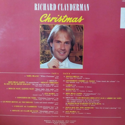 Richard Clayderman Christmas record like new, classical