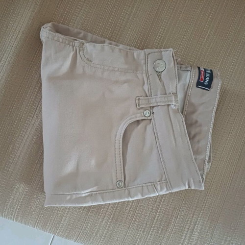 Women's elastic pants beige used with side zipper