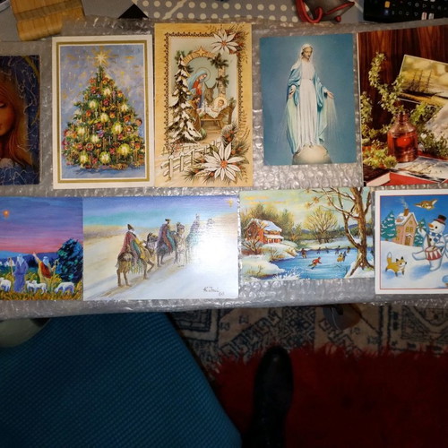 Christmas cards used, unique from foreign and Greek countries