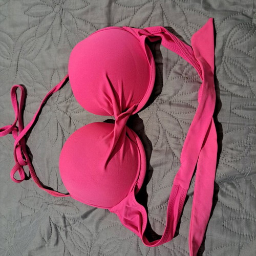 Fuchsia bikini top used with push-up and draped detail No S