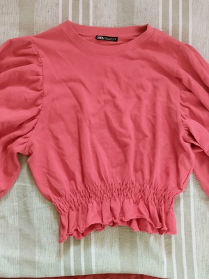 Zara women's blouse used, cotton, size S with elastic waist and cuffs