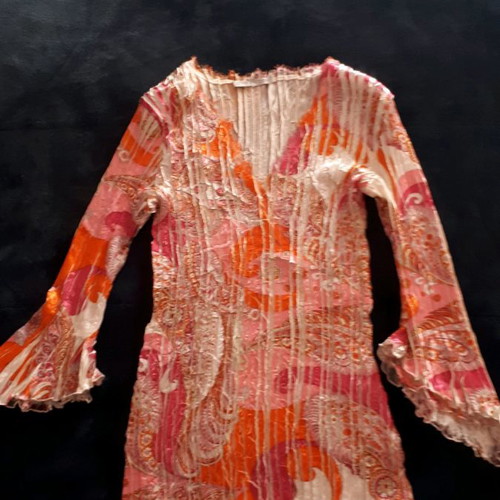 Spring blouse used, orange with lace, size M