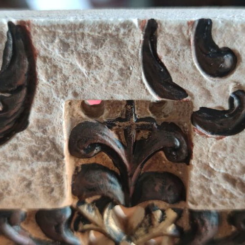 Decorative table candle holder with embossed cross, like new
