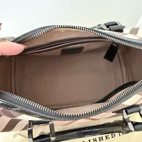 Burberry Nova Check Boston Bag like new, handheld, black and beige