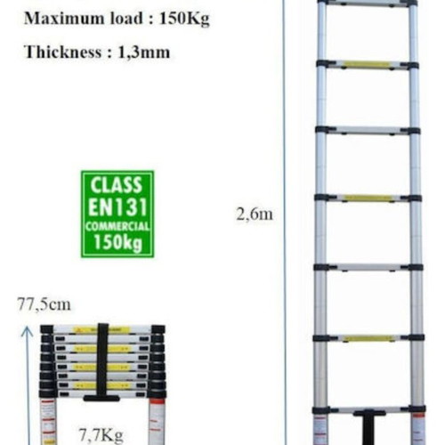 Telescopic Aluminum Ladder 2.60m new