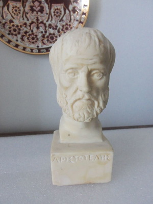 Commemorative alabaster bust of Aristotle, Aristotelio College Thessaloniki, Rhodes 2004