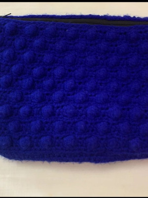 Handmade knitted clutch bag blue, new