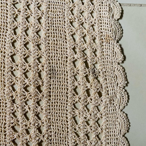 Handmade crocheted table runner used with cotton thread