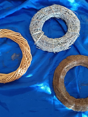 Set of three vintage decorative wreaths made of natural materials like new