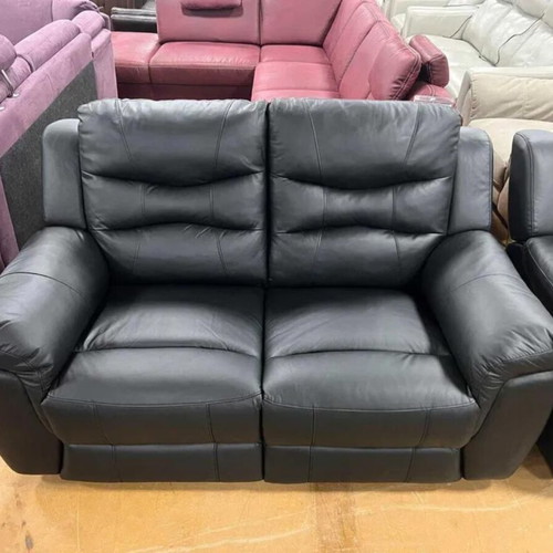Black leather sofas two pairs with reclining mechanism new