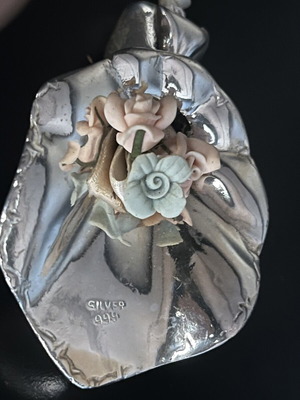 Vintage Italian Silver 999 Bonbonniere used, porcelain decoration
