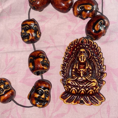 Traditional Buddhist Prayer Mala like new, carved resin beads
