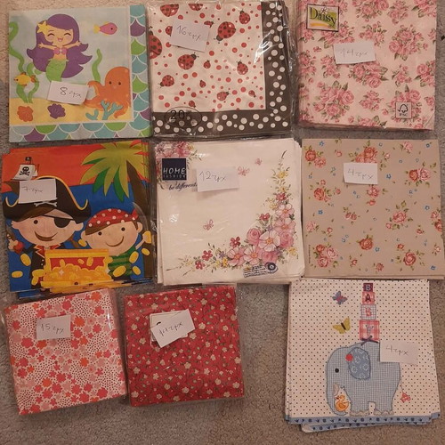 Decoupage napkins used, all together