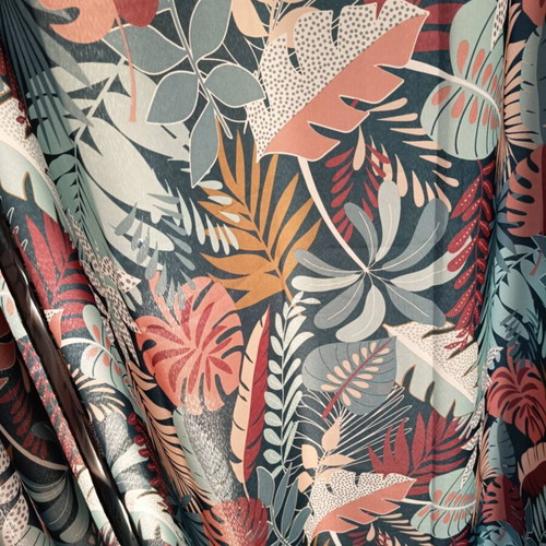 Curtain panels like new, tropical design, green background, 1.40x2.60 m each