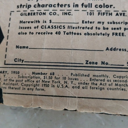 Classics Illustrated Julius Caesar No. 68 worn, damaged 1950