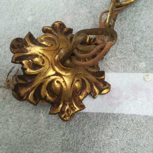 Antique lamp used, brass, ornate, 4 lights, 80 years old
