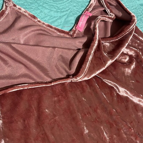 Pink Woman velvet mini dress with straps, Small