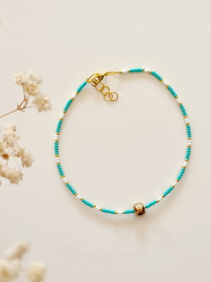Handmade anklet new with turquoise and white beads