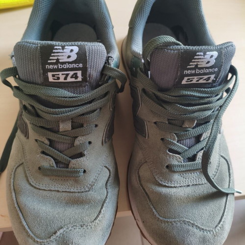 New Balance 574 sneakers used, size 44, khaki with gum sole