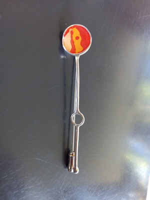 Handmade silver pin with orange and yellow enamel, new