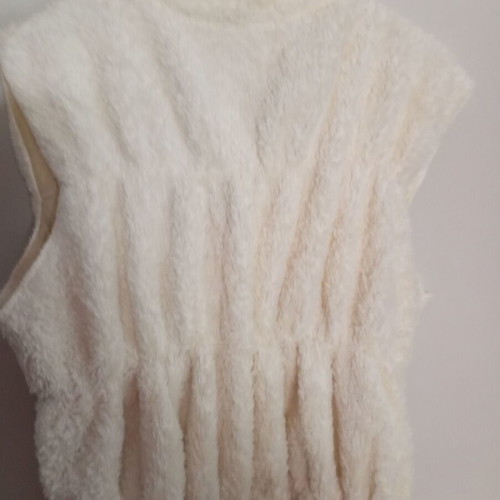 Sleeveless fleece vest for girls, white, leather details