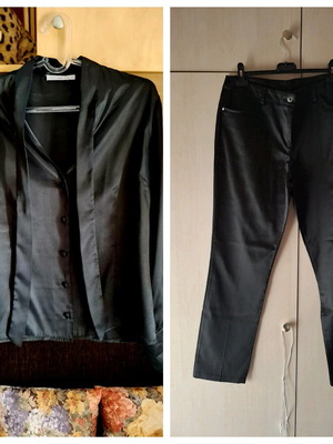 More women's set black shirt and pants like new, size Large