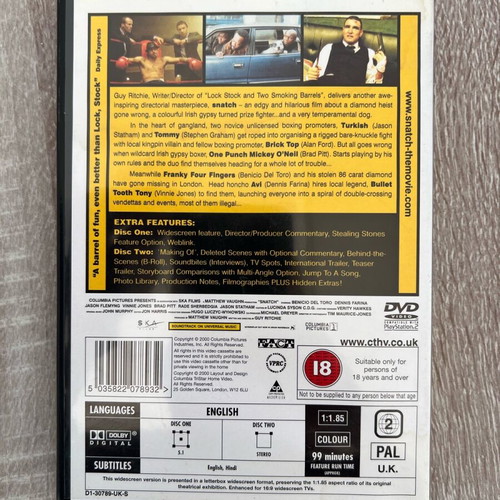 Snatch DVD used, no Greek subtitles