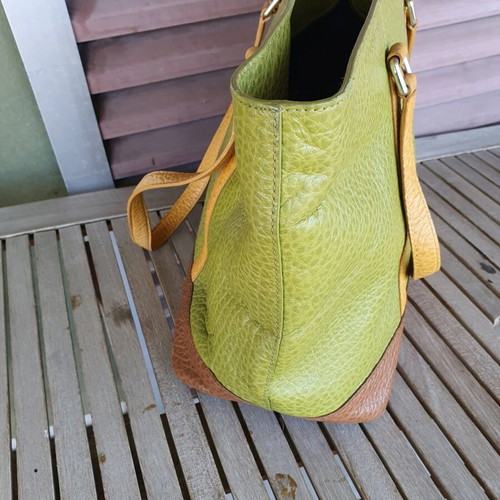 DKNY shoulder bag used, green and yellow