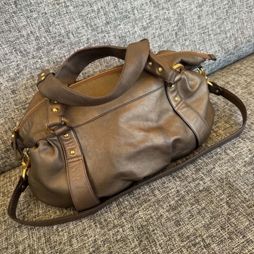 Kesslord leather shoulder bag used, brown, 26x34x12 cm