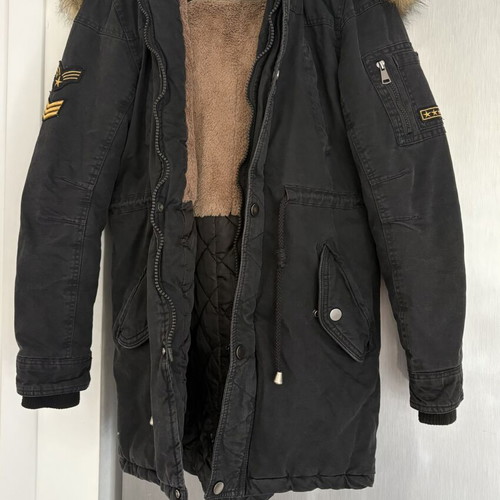 Palablu unisex jacket with removable fur and hood, black