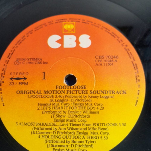 Footloose Original Motion Picture Soundtrack vinyl used with cover wear