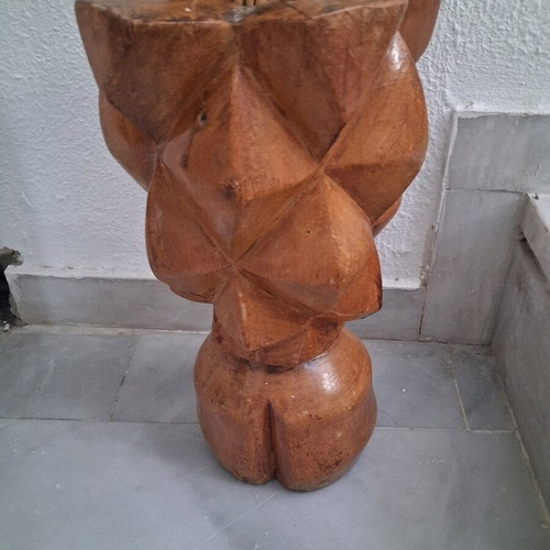 Vintage wooden vase and two wooden figures like new