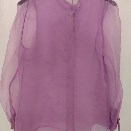 Zara Sheer Shirt With Bow Used, Pink-Purple, Small