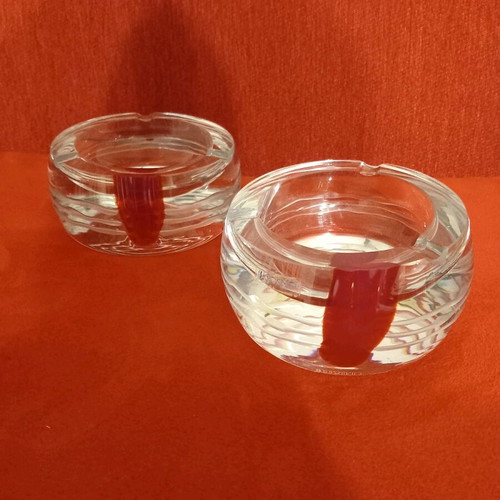 Set of 2 vintage Krosno crystal ashtrays like new