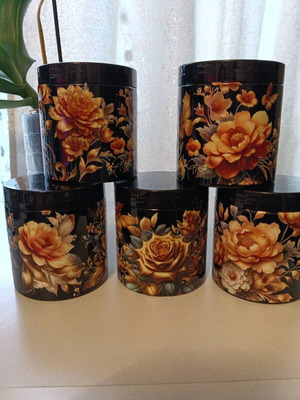 Set of 5 storage containers 500g hand-decorated new