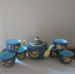 Chinese Porcelain Tea Set like new with Double-Walled Cups