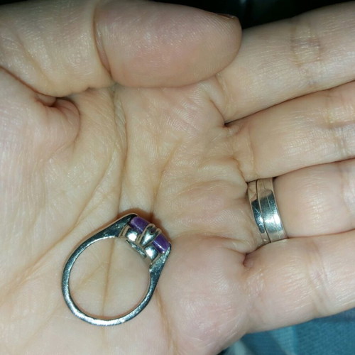 Women's ring with purple matte amethyst stone like new