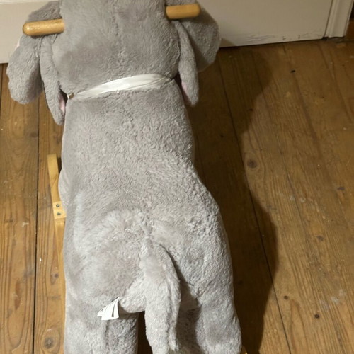 Rocking elephant toy new with tag, gray with pink details