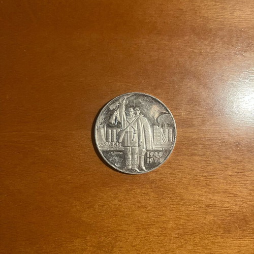 Silver coin 5 Leva 1974 like new, Liberation from Fascism