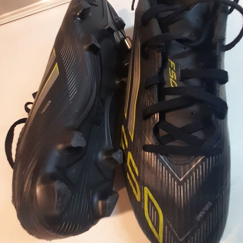 Adidas Performance F50 Club football shoes, black with studs, size 42