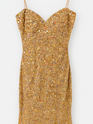 Jovani New York dress with sequins like new, gold-champagne