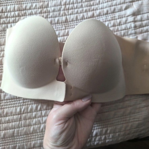 Strapless Push Up Bra Beige with Front Closure and Removable Straps New
