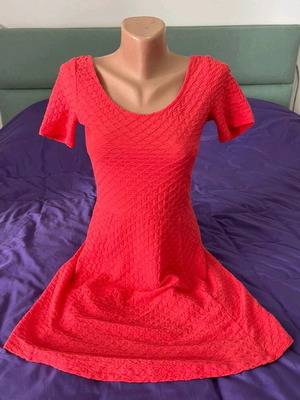Neon coral dress H&M like new, size XS with crisscross back design