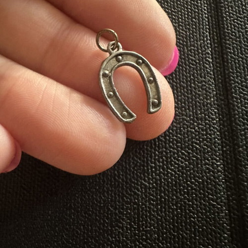 Vintage horseshoe pendant charm, embossed, textured back