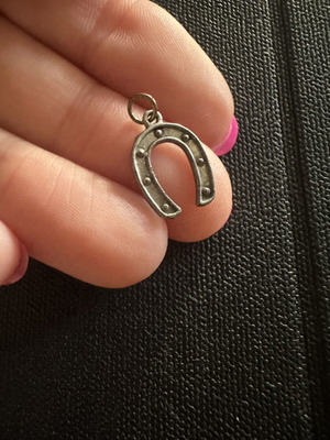 Vintage horseshoe pendant charm, embossed, textured back