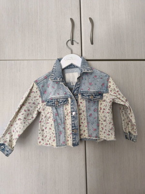 Zara kids jean jacket vanilla cream with flowers like new, 2 years, 92 cm