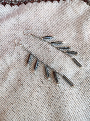 Ασημί σκουλαρίκια αλουμινίου μακριά χειροποίητα κατόπιν παραγγελίας